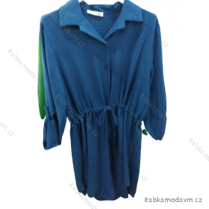 Šaty košeľové s opaskom 3/4 dlhý rukáv dámske (S/M ONE SIZE) TALIANSKA MóDA IM422892