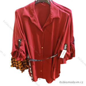Tunika/Šaty košeľová predĺžená s opaskom 3/4 dlhý rukáv dámska nadrozmer (L/XL/2XL ONE SIZE) TALIANSKA MÓDA IM422882