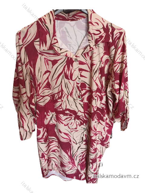Šaty košeľové 3/4 dlhý rukáv dámske nadrozmer (XL/2XL ONE SIZE) TALIANSKA MÓDA IM422879