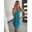 Šaty šifónové letné na ramienka dámske (S/M ONE SIZE) TALIANSKA MóDA IM322110/DR modrozelená