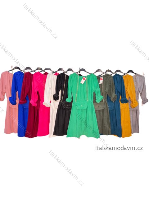 Šaty zamatové s kabelkou dlhý rukáv dámske (L/XL ONE SIZE) TALIANSKA MóDA IM422950