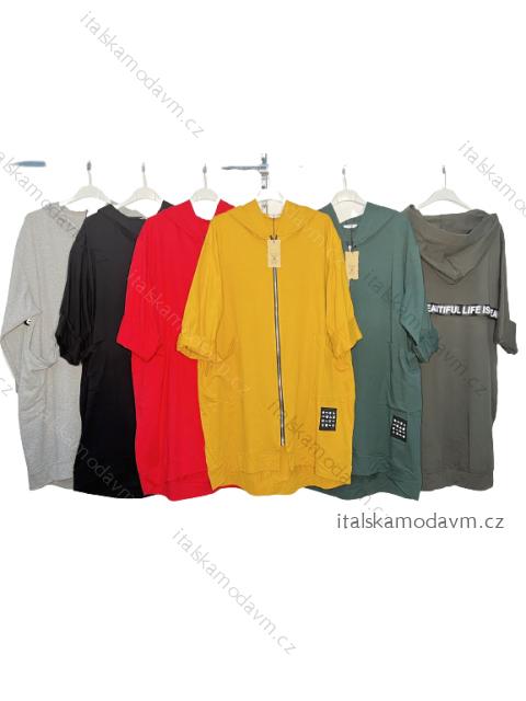 Mikina na zips s kapucňou dlhý rukáv dámska nadrozmer (2XL/3XL ONE SIZE) TALIANSKA MÓDA IM422957