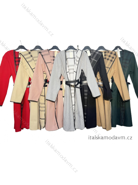 Kabát flaušový s opaskom dámsky nadrozmer (XL/2XL ONE SIZE) TALIANSKA MÓDA IM422962