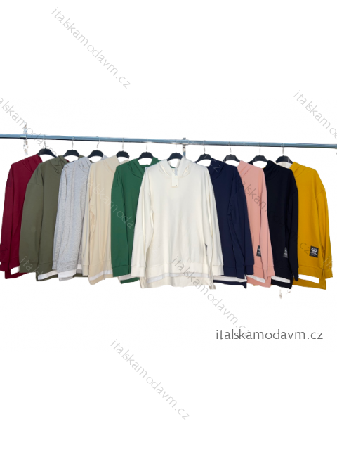 Mikina tenká dlouhý rukáv dámská nadrozměr (2XL/3XL ONE SIZE) ITALSKÁ MÓDA IM422982
