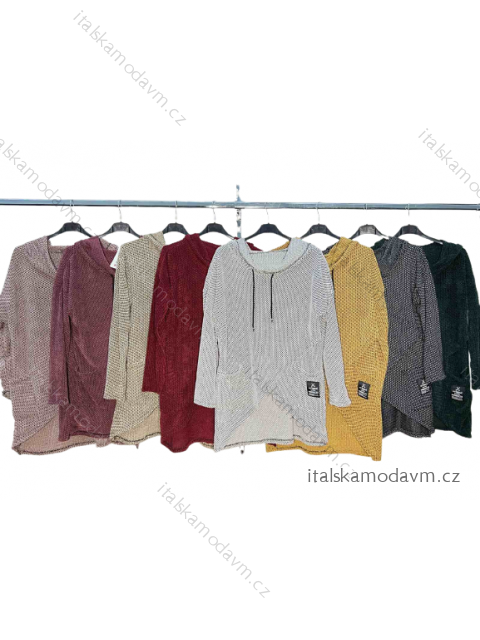 Mikina dlouhý rukáv dámská nadrozměr (2XL/3XL ONE SIZE) ITALSKÁ MÓDA IM4221005