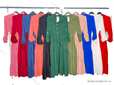 Šaty elegantné košeľové dlhý rukáv dámske (S/M/L ONE SIZE) TALIANSKA MóDA IM4221016