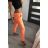 Kalhoty strečové dlouhé dámské (S/M/L ONE SIZE) ITALSKá MóDA IMB22080/DR NEON ORANŽOVÁ M/L