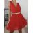 Šaty elegantné šifónové na ramienka dámske (S/M ONE SIZE) TALIANSKA MÓDA IMM2223542LS/DR červená S/M