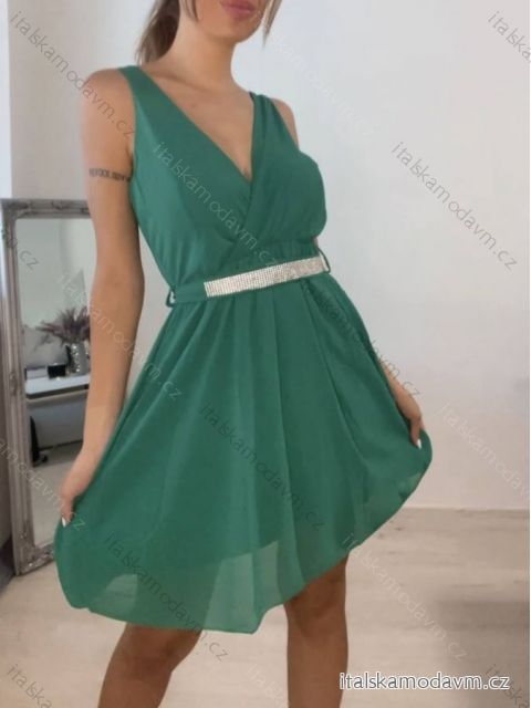Šaty elegantné šifónové na ramienka dámske (S/M ONE SIZE) TALIANSKA MÓDA IMM2223542LS/DR zelená S/M