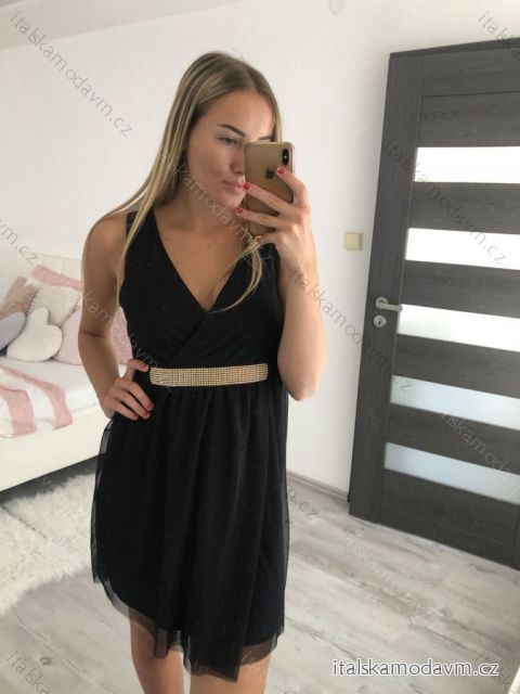 Šaty letní bez rukávu dámské (S/M ONE SIZE) ITALSKÁ MÓDA IMWG222502sv. modrá