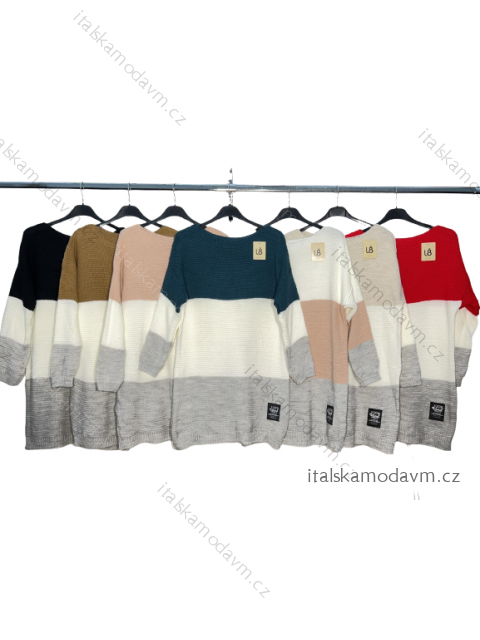 Svetr dlouhý rukáv dámský (S/M/L ONE SIZE) ITALSKÁ MÓDA IM4221042