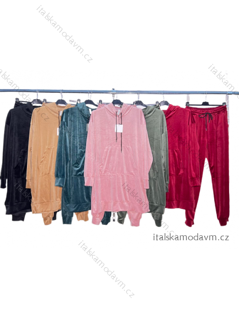 Souprava tepláky a mikina s kapucí dlouhý rukáv dámská nadrozměr (XL/2XL ONE SIZE) ITALSKÁ MÓDA IM4221043
