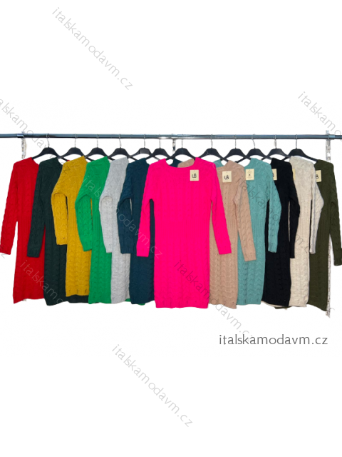 Šaty pletené dlhý rukáv dámske (S/M/L ONE SIZE) TALIANSKA MóDA IM4221046
