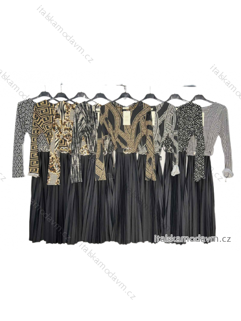 Šaty elegantné s opaskom dlhý rukáv dámske (S/M/L ONE SIZE) TALIANSKA MóDA IM4221047