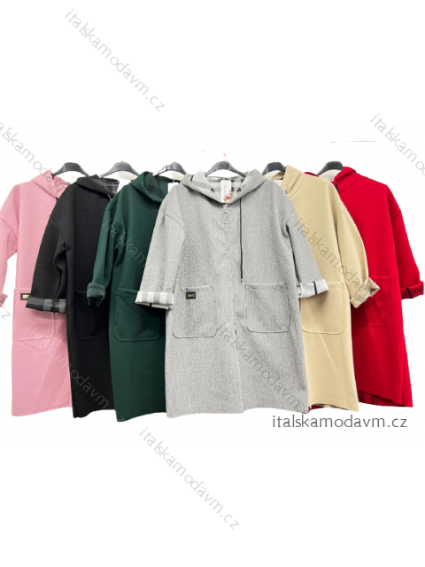 Kabát na zips s kapucňou dlhý rukáv dámska nadrozmer (2XL/3XL ONE SIZE) TALIANSKA MÓDA IM422P68D95A