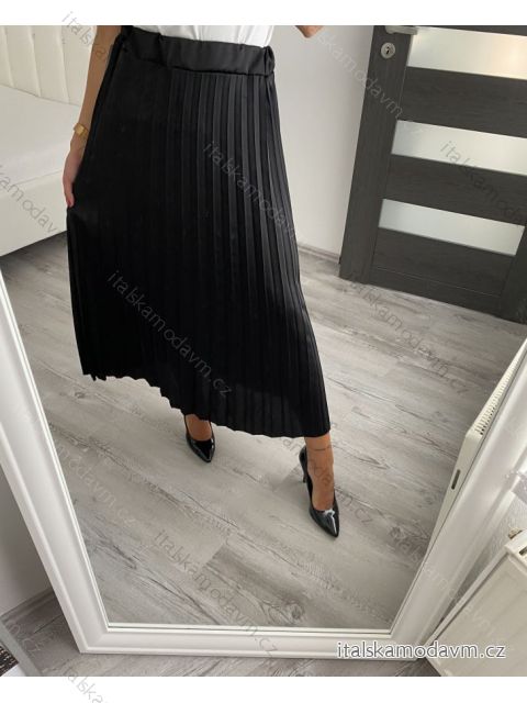 Sukně dlouhá skládaná dámská (S/M ONE SIZE) ITALSKÁ MÓDA IMD22536/DU Černá S/M