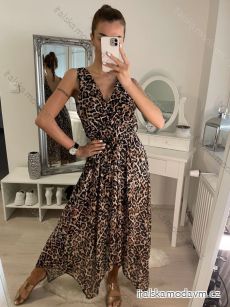 Šaty letné bez rukávov s páskem leopard dámske (S/M ONE SIZE) TALIANSKA MÓDA IMPLM22U2965/DR