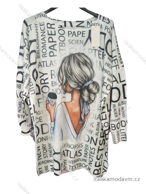 Svetr dlouhý rukáv dámský nadrozměr (L/XL/2XL ONE SIZE) ITALSKÁ MÓDA IM42210434