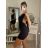 Šaty letní elegantní mini bez rukávu dámské (S/M ONE SIZE) ITALSKÁ MÓDA IMPBB224876kt/DR Černá S/M