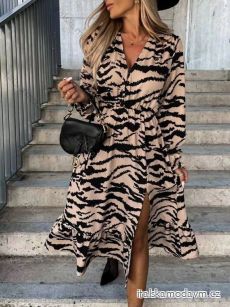 Šaty košeľové dlhý rukáv dámske leopard (S/M/L ONE SIZE) TALIANSKA MÓDA IMWGS22005
