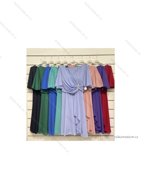Šaty elegantné spoločenské krátky rukáv dámske (S/M ONE SIZE) TALIANSKA MÓDA IMPSH2280301