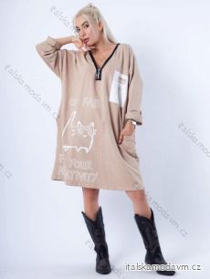 Šaty mikinové dlhý rukáv dámske (XL/2XL ONE SIZE) TALIANSKA MÓDA IMD22728