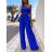 Súprava letná elegantný top a nohavice dámska (M/L ONE SIZE) TALIANSKA MÓDA IMD22428/DU čierna M / L