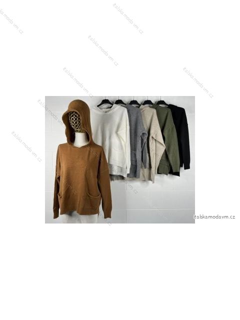 Mikina s kapucňou dlhý rukáv dámske (S/M ONE SIZE) TALIANSKA MÓDA IMPBB22Z9046-1