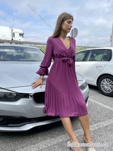 Šaty elegantní skládané dlouhý rukáv dámské (S/M ONE SIZE) ITALSKÁ MÓDA IMPDY22EF89339