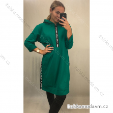 Šaty mikinové s kapucňou dlhý rukáv dámske (S / M / L ONE SIZE) TALIANSKÁ MÓDA IMD22957