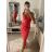 Šaty elegantní společenské dlouhé na ramínka dámské (XS/S/M/L ONE SIZE) ITALSKÁ MÓDA IM322130/DR S/M Červené