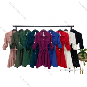 Šaty elegantné košeľové dlhý rukáv dámske (S/M ONE SIZE) TALIANSKA MÓDA IMM22MS52228