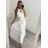 Šaty dlouhé elegantní společenské bez rukávu dámské (L/XL ONE SIZE) ITALSKÁ MÓDA IMM22FS52701/DR L/XL bílá