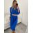 Šaty s páskem dlouhý rukáv dámské (L/XL/2XLONE SIZE) ITALSKÁ MÓDA IMPSH226060/DR XL/2XL starorůžová