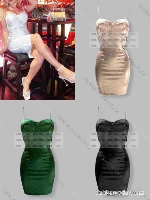 Šaty sexy mini na ramienka dámske (S/M ONE SIZE) TALIANSKA MÓDA IMPHD226291-1