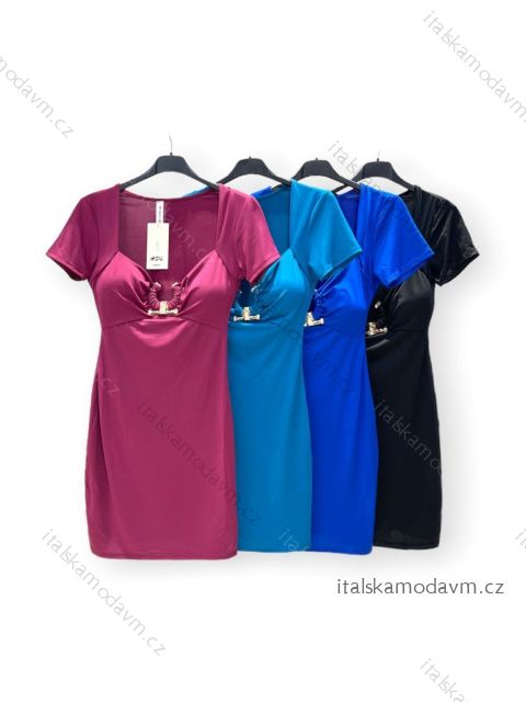 Šaty elegantný krátky rukáv dámske (S/M ONE SIZE) TALIANSKA MÓDA IMPHD2221077