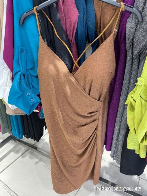 Šaty elegantné trblietavé na ramienka dámske (S/M ONE SIZE) TALIANSKA MÓDA IMPHD2221043-1
