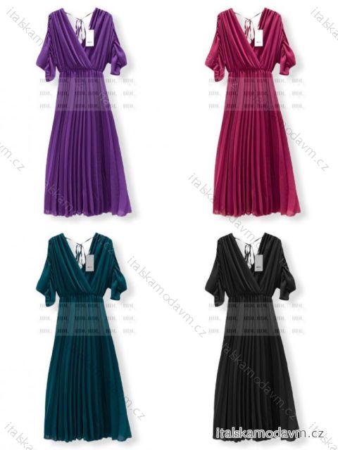 Šaty elegantné dlhé krátky rukáv dámske (S/M ONE SIZE) TALIANSKA MÓDA IMPHD2210790
