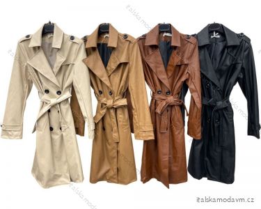 Kabát jesenný koženkový dlhý rukáv dámsky (S/M ONE SIZE) TALIANSKA MÓDA IMPLM2255500