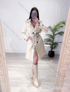 Kabát jesenný koženkový dlhý rukáv dámsky (S/M ONE SIZE) TALIANSKA MÓDA IMPLM22555000022