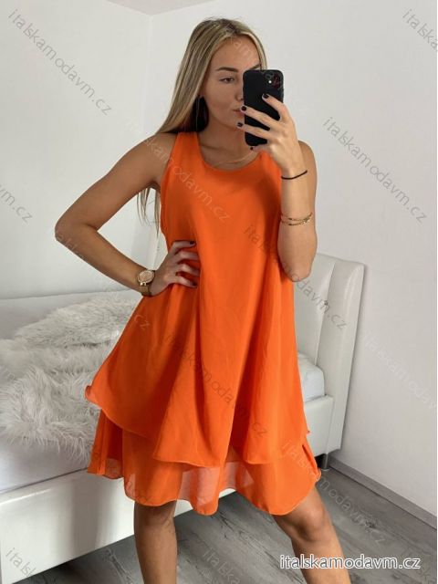 Šaty šifonové bez rukávů dámské (S/M/L ONE SIZE) ITALSKá MóDA IM322103oranžová