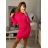 Šaty pletené dlouhý rukáv dámské (S/M ONE SIZE) ITALSKÁ MÓDA IMWB22233/DR Šedá S/M