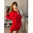 Šaty pletené dlouhý rukáv dámské (S/M ONE SIZE) ITALSKÁ MÓDA IMWB22233/DR Šedá S/M