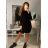 Šaty pletené dlouhý rukáv dámské (S/M ONE SIZE) ITALSKÁ MÓDA IMWB22233/DR Šedá S/M