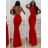 Šaty elegantní společenské dlouhé na ramínka dámské (S/M ONE SIZE) ITALSKá MóDA IMM22LS9714 červená S/M