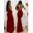 Šaty elegantní společenské dlouhé na ramínka dámské (S/M ONE SIZE) ITALSKá MóDA IMM22LS9714 červená S/M