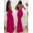 Šaty elegantní společenské dlouhé na ramínka dámské (S/M ONE SIZE) ITALSKá MóDA IMM22LS9714 červená S/M