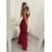 Šaty elegantní společenské dlouhé na ramínka dámské (S/M ONE SIZE) ITALSKá MóDA IMM22LS9714 červená S/M