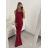Šaty elegantní společenské dlouhé na ramínka dámské (S/M ONE SIZE) ITALSKá MóDA IMM22LS9714 červená S/M