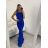 Šaty elegantní společenské dlouhé na ramínka dámské (S/M ONE SIZE) ITALSKá MóDA IMM22LS9714 červená S/M